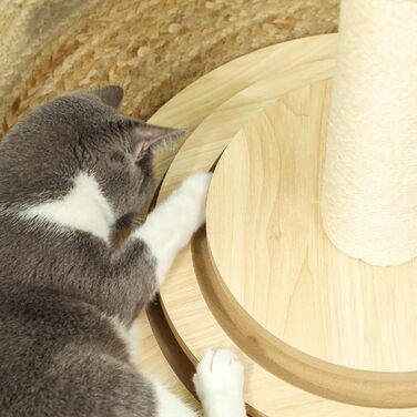 Котячий кігтеточки PawHut 4-в-1 з сизалю, 69 см, з іграшкою, для дому, дуб, 45 x 45 x 69 см