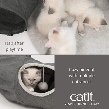 Тунель для котів Catit Vesper з подушкою, сірий