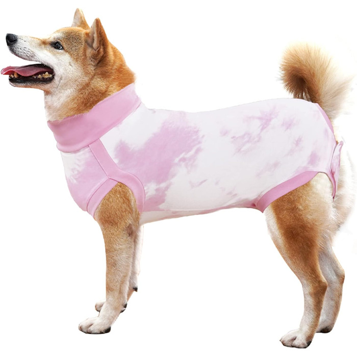 Захисний одяг для собак після операції: комбінезон для відновлення, хірургічна жилетка, одяг для собак після кастрації/стерилізації (XS, Tie-Dye Рожевий)