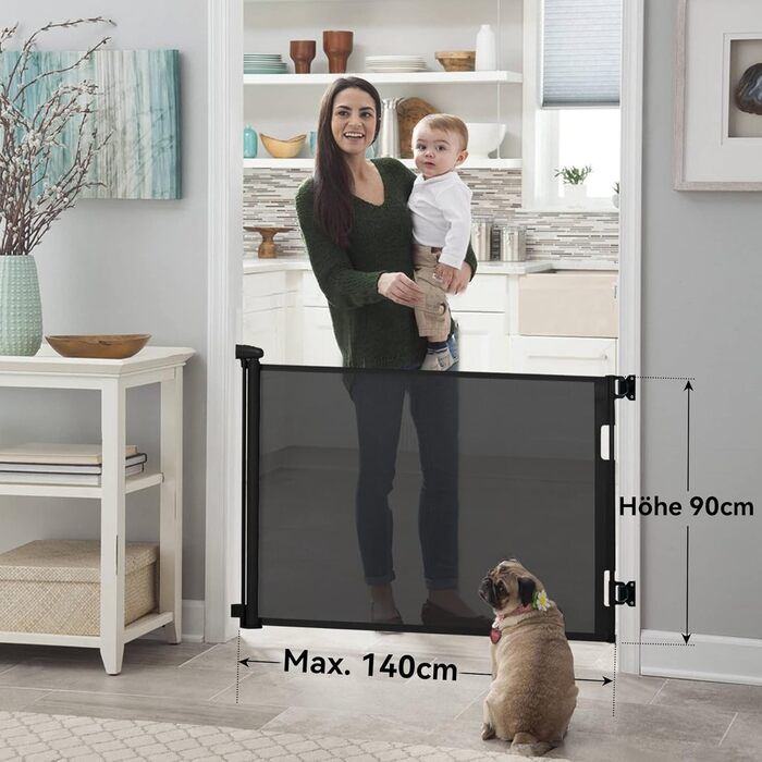 Захист для сходів Hawthyhome: розтяжне дитяче та для тварин (140см, Чорний)