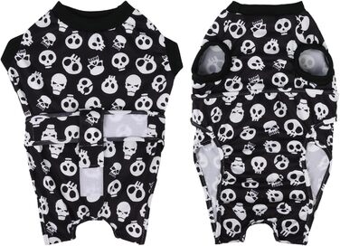 Комбінезон для собак та котів CuteBone Skulls післяопераційний, середній, для захисту ран, SSF05M-DE