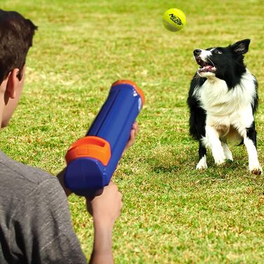 Іграшка для собак Nerf Dog Blaster з 3 м'ячами в сітці, 40,6 см, синій/оранжевий/зелений