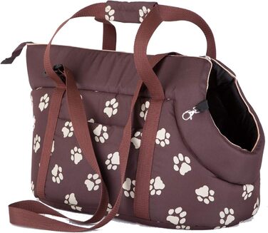 Транспортна сумка для собак і котів, переноска, сумка-переноска (бежева з принтом лапок)