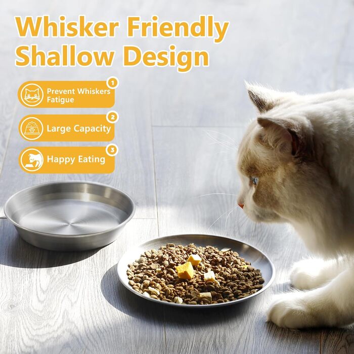 Набори мисок для котів Petdream: нержавіюча сталь, глибокі, з антиковзною основою, легко миються (15 см), 6 шт.