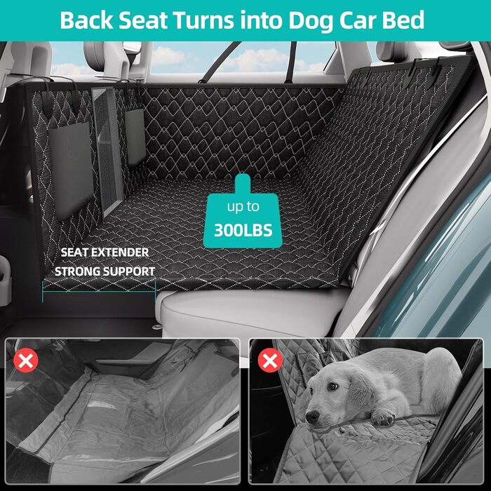 Захист для заднього сидіння автомобіля для собак з жорстким дном, XL, чорний. Водонепроникний, зносостійкий, антиковзний, для собак, вантажівок.