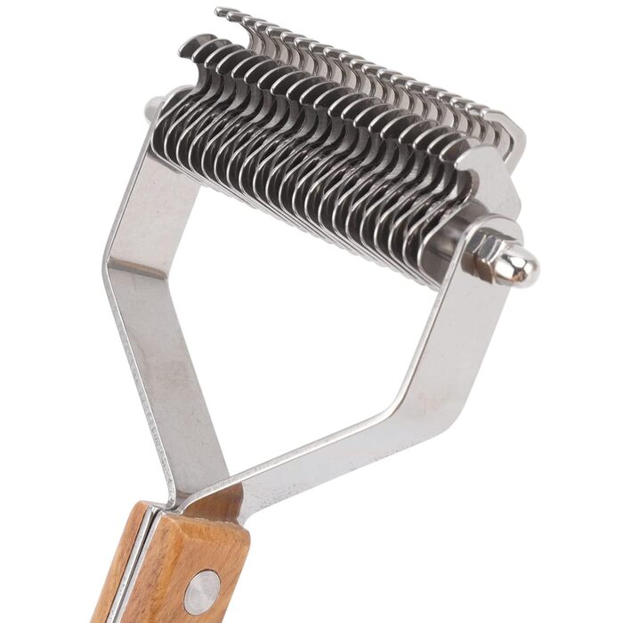 Гребінець для собак з подвійною лінією зубців з нержавіючої сталі, дерев'яною ручкою, для видалення ковтунів, догляду за шерстю котів та цуценят. М'який догляд за шерстю, зменшення випадання шерсті, для здорової шкіри.