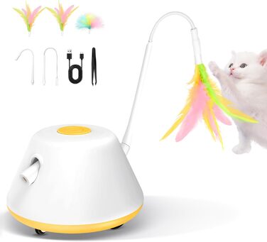 Інтерактивна іграшка для котів TGFIX 3 в 1 – електрична, з колесами та лазером, розвиваюча, з USB-зарядкою (жовта)