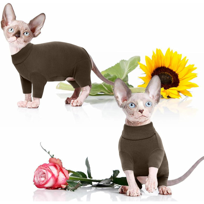 Одяг для котів, пуловер для Sphynx, Cornish Rex, Devon Rex, Peterbal (темно-коричневий, L)