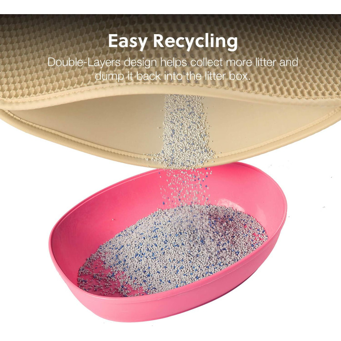 Килимок для котячого туалету WePet, мат для котячого лотку – середній розмір, стільникова структура, двошаровий килимок, без фталатів, для контролю сечі та води, легко миється, контроль розсипання, 61 x 38.1 см, бежевий