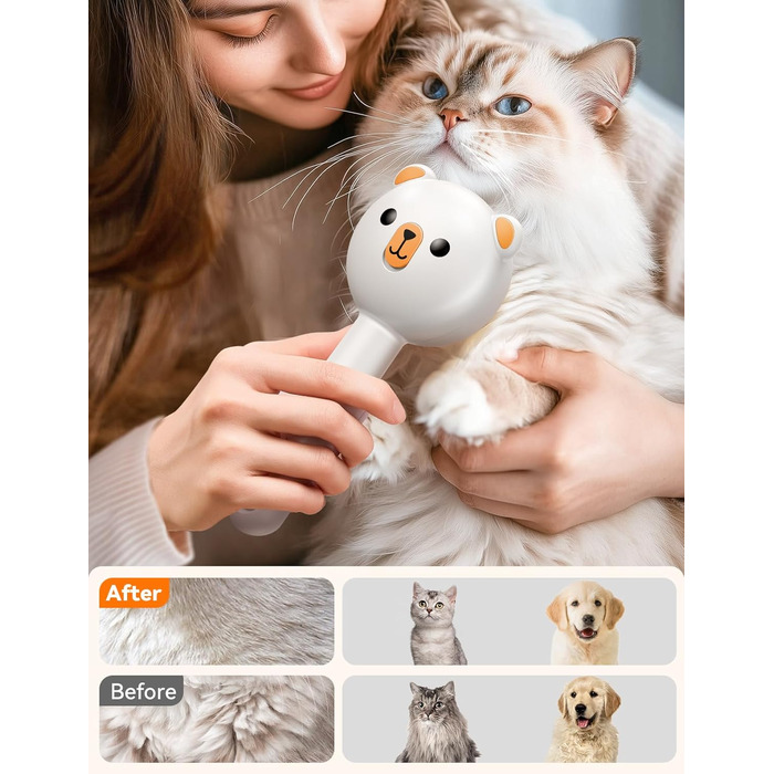 Щітка для котів FEELNEEDY з парою, USB-зарядка, для довгої та короткої шерсті, 2 швидкості, оранжева