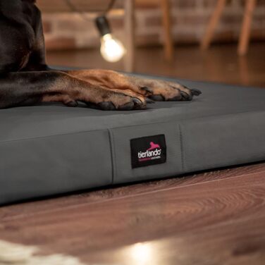 Ортопедичний лежак для собак Tierlando Alice Easy CLEAN з екошкіри, 100x80 см, сірий (графіт)