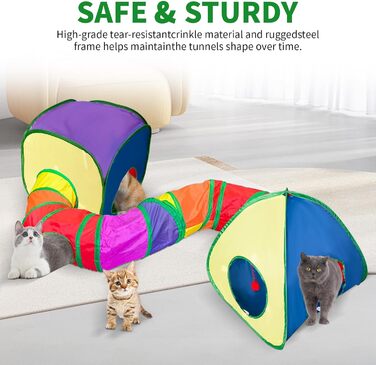 Туннель-іграшка для котів 3 в 1 з лабіринтом, куб, намет - інтерактивна іграшка для кошенят, цуценят, кроликів