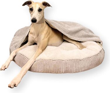 4L Textil Hundebett Vigo з капюшоном: лежанка-будка для собак, ковдра, кошик, спальний мішок, лежанка з корду, подушка для собак середніх розмірів (Бежевий, 90 x 90 x 12 см)