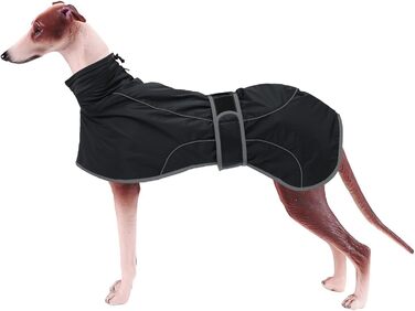 Водонепроникний теплий зимовий пуловер для грейхаундів та інших великих собак, чорний. Регульований, з відбиваючими елементами. Розмір XS (довжина спини 46-48 см).