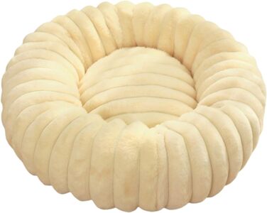 М'яке ліжко для собак, подушка-доннат, ліжко для котів та собак, кругла подушка з плюшу, ліжко для собак середніх та маленьких порід, бежеве, 90 см