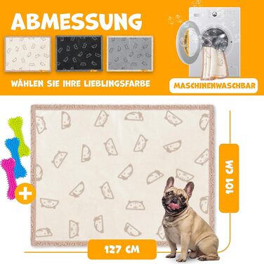Водонепроникний коврик для собак з флісу, коврик для домашніх тварин, коврик для котів + 3 іграшки-гризуни, для середніх та великих собак, котів, 152 x 127 см, XL, ручне прання, двосторонній чохол для дивану, захист (L (127 x 101 см), Бежевий)