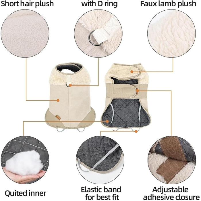 Тепла зимова куртка для собак, тепла флісова жилетка для тварин, коричнева, розмір M