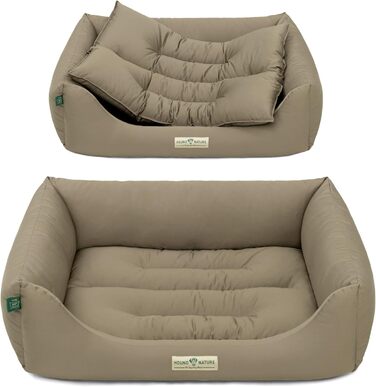 HOUND & NATURE: М'яке ліжко для собак середнього розміру Bern, 95x70 см, Taupe | Ліжко для собак, м'яке, кушетка, лежанка, перемикається, зручне, миється