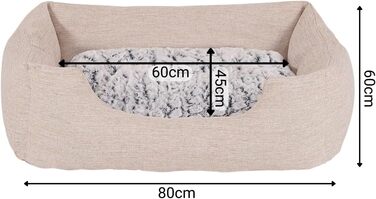 Кругле ліжко для собак та котів Lionto з м'яким зміненим подушечкою, 80x60 см, бежеве, м'яке, глибокий вхід