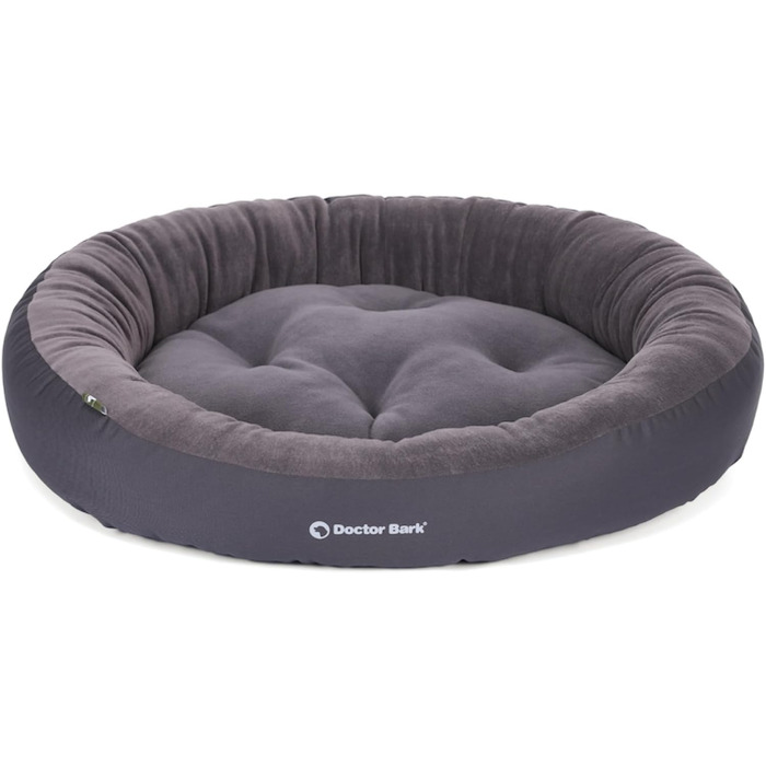 Кругле ліжко для собак Doctor Bark, 50x40 см, сіре, з м'якою флісовою подушкою - GreenLabel