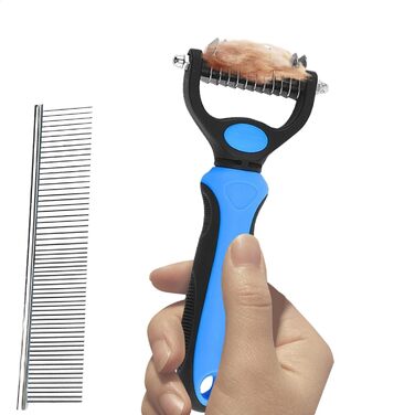 Бурштук для видалення ковтунів у котів, гребінець для собак, двосторонній гребінець для котів під час линьки | Догляд за домашніми тваринами, щільна, пряма щітка, двостороння, сталевий гребінець для довгошерстих котів