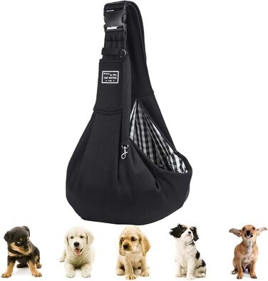 Тканина-слінг для цуценят, двостороння, звільняє руки для собак та котів, м'яка та зручна, регульована сумка-переноска для прогулянок, подорожей та покупок (чорна)