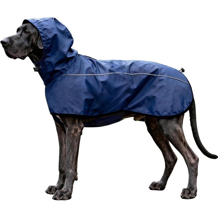Дощовик для собак Mosucoirl: водонепроникний дощовик з регульованою капюшоном та отвором для повідка (Navyblau, L)