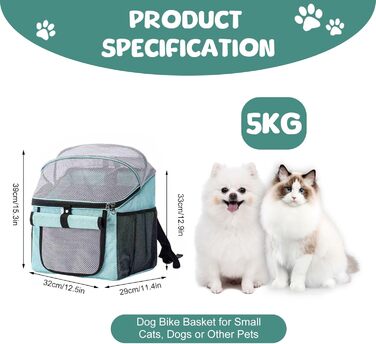 Корзина для собак Yallmie на велосипед, до 5 кг, 3 в 1, блакитна
