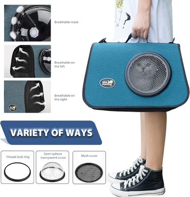 PETCUTE Транспортна сумка для кота/собаки, 41 x 25 x 27 см, складний бокс, дихаючі отвори, схвалено авіакомпаніями, темно-зелений