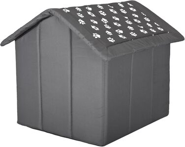 Будка для собак Millybo R1-R6: зручне ліжко-будка для тварин (52 x 46 см, сірий з принтом лапок)