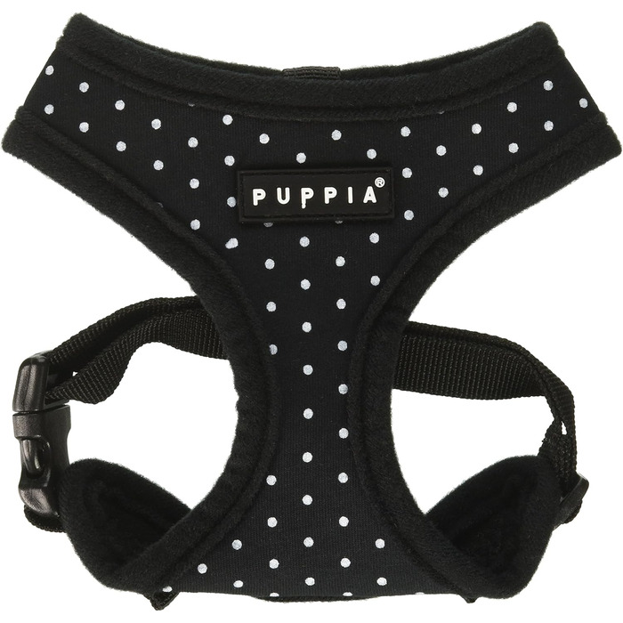 Нашийник для собак Puppia Dotty, чорний, регульований, для маленьких та середніх порід, без тяги та нудоти, для прогулянок та тренувань
