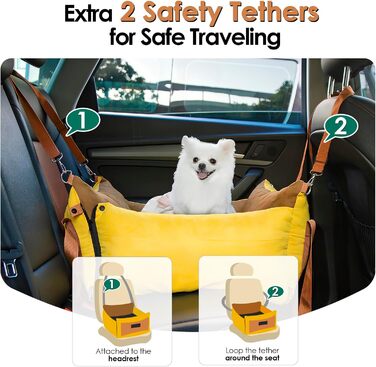 Автомобільний лежак для собак, до 15 кг, з висувним лежанком, знімний, з кишенями, з ременями безпеки (зелений)