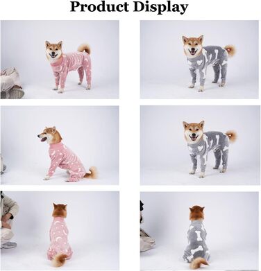 Теплий халат для собак на зиму, фланелевий, для середніх та великих собак, Onesie, колір сірий, розмір XS (довжина спини 38 см, обхват грудей 60 см)