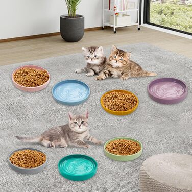Набори мисок для котячого корму Apatal з нержавіючої сталі, 15 см, набір з 2 шт., для сухого та вологого корму, блакитні/зелені