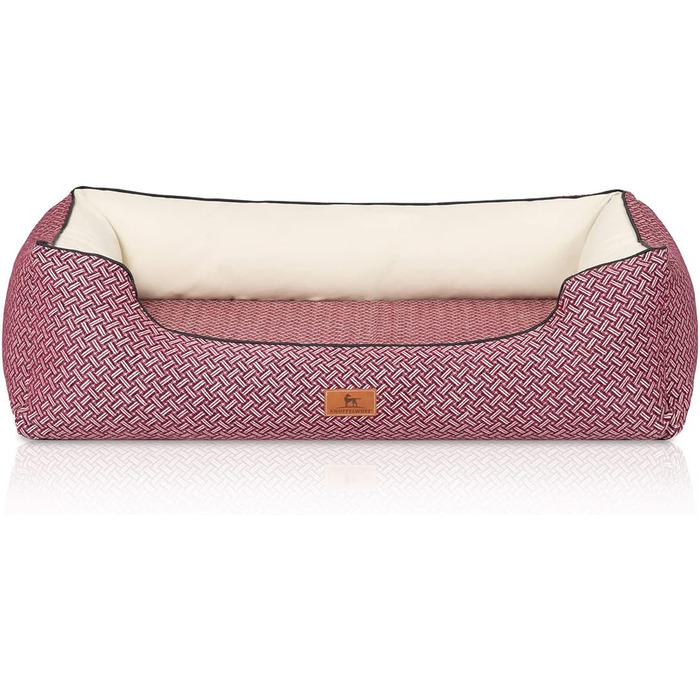 Ортопедичне собаче ліжко Knuffelwuff Sanford XXXL, 155 x 105 см, червоне - зручне собаче ліжко з піднятими бортиками та знімним чохлом, легко мити, для великих, середніх та маленьких собак