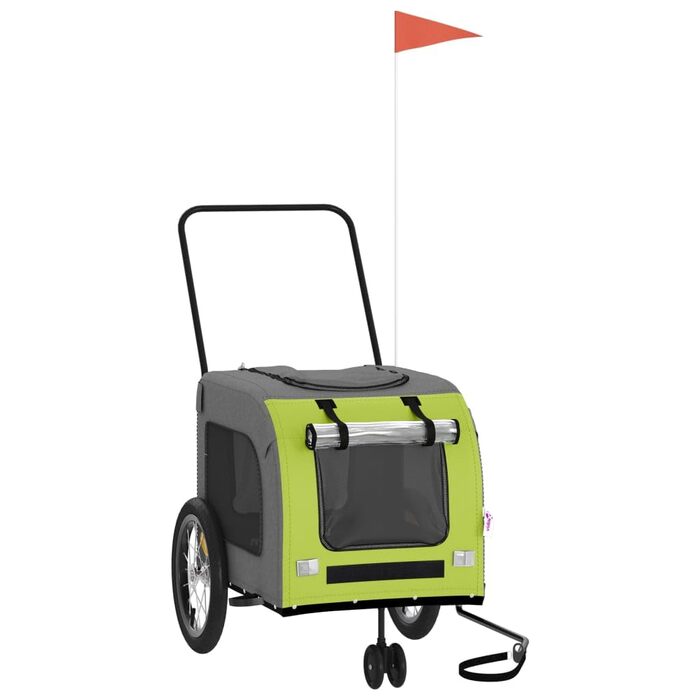 Транспорт для домашніх тварин: візок для котів та собак, велосипедний причіп, зелений та сірий, Oxford-Gewebe, для прогулянок