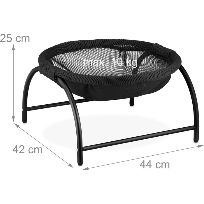 Кішка гамак Relaxdays, стоячий, піднятий гамак для котів, чорний, 25 x 44 x 42 см