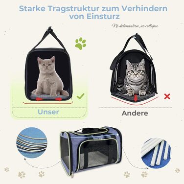 Транспортна сумка для кота Bibykivn, переноска для тварин, дихаюча, для котів та собак середніх розмірів, з кількома входами (світло-блакитна, L)