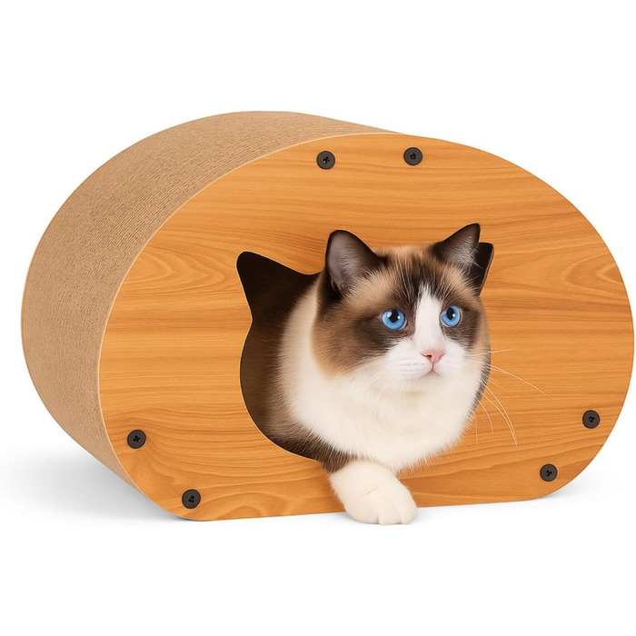 Котячий когтетоп з картону та килима, 30x43x25 см - іграшка для котів, натуральний матеріал