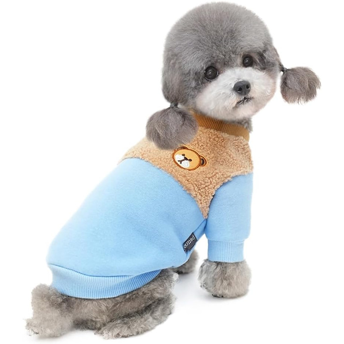 Теплий зимовий пуловер для собак маленьких порід, вага до 3,9 кг, блакитний, розмір L