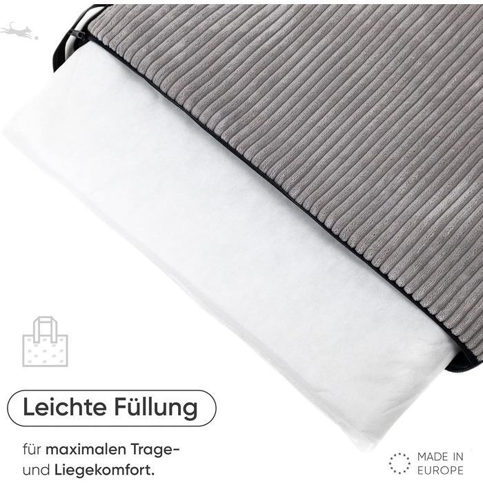 FREUDENTIER Килимок для собак на вулицю, складний | З м'якою поверхнею з штучної шкіри з корду | Легко миється, водо- та брудовідштовхуючий | Для подорожей, Made in EU (75x60 см)