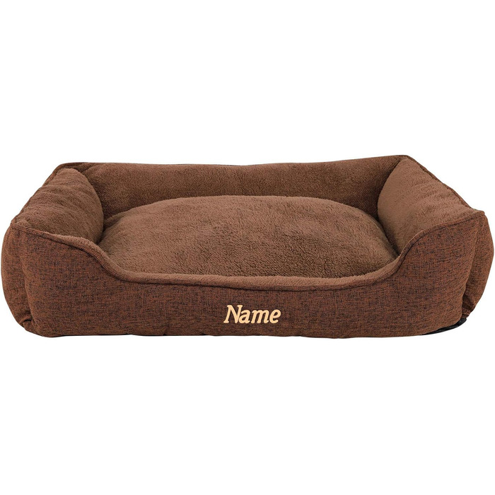 М'яке ліжко для собак Lionto знімний чохол, 110x80 см, коричневе, з антиковзким дном