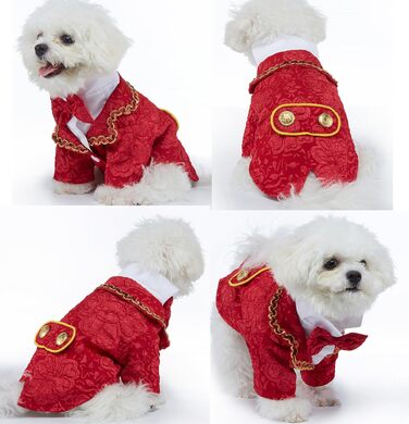 Елегантний костюм для собак - смокінг для маленьких та середніх собак, коричневий, з краваткою, для вечірок, свят, днів народжень, розмір L (довжина спини 34 см)