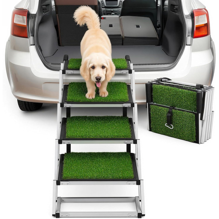 Рампа для собак у машину, складана, для великих собак, з антиковзким килимком, для авто, SUV, вантажівок, високих ліжок, широка (110x58x43 см)