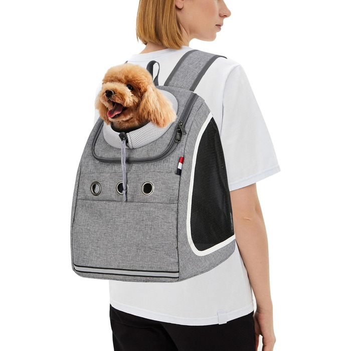 PETCUTE Рюкзак для собак та котів - переноска для маленьких тварин, сірий, для подорожей, кемпінгу та прогулянок