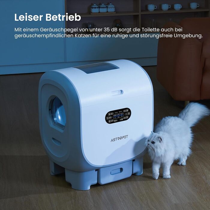 Автоматичний лоток для котів AstroPet 101L з самоочищенням, килимком, керуванням через додаток, великий XXL, для кількох котів, з двома входами, UV-стерилізація, дезодорація негативними іонами кисню, сірий