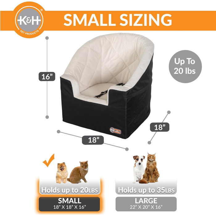 Підвищення для собак K&H Pet Products Bucket Booster з ременями безпеки, чорний/кремовий, для маленьких та середніх собак