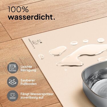 Підкладка під миску для кота Pretty PAW® 60x40 см - аксесуар для фонтану та миски Pretty Paw | нековзна та водонепроникна, захист підлоги (Бежевий, широка)