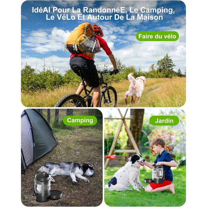 Водяна пляшка для собак Lesotc 2200 мл, велика, чорна – для подорожей та кемпінгу