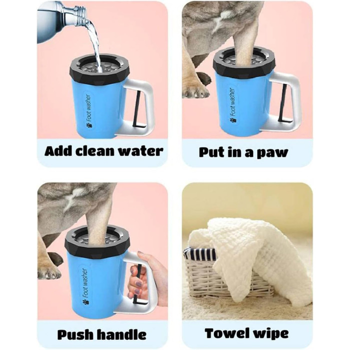 Портативний очищувач лап для собак, силіконовий, рожевий. Очищувач лап для собак 360° з масажем та доглядом за брудними кігтями.